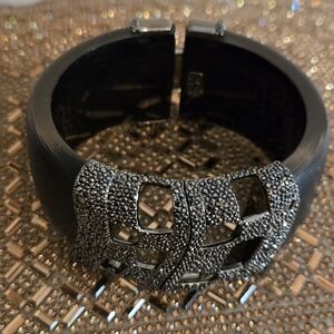 Alexis Bittar Black Lucite and Marcasite Bracelet